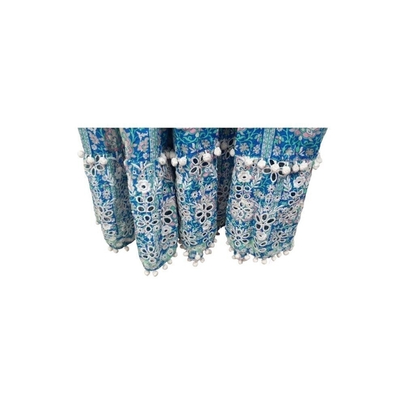 Zara Printed Embroidered Dress Ruffles Size XS - Picture 5 of 8